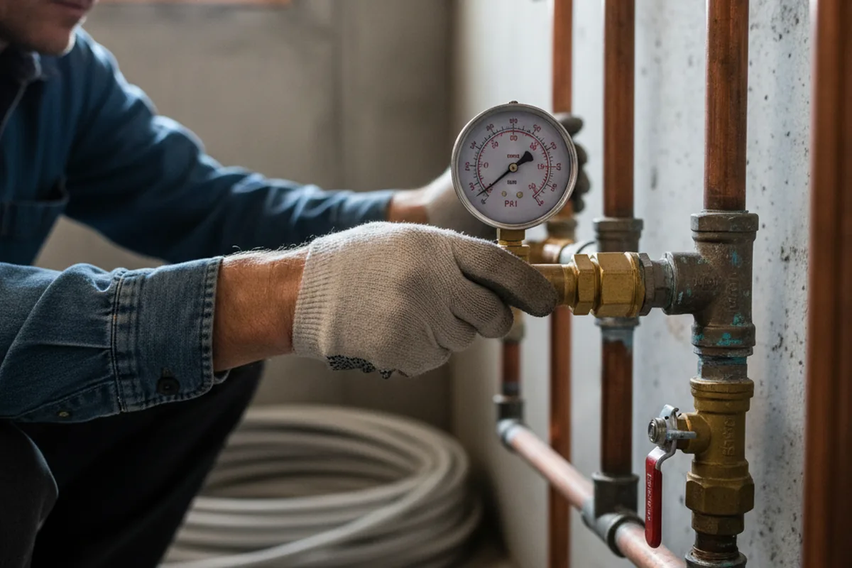 Pressure testing a repaired line during Water Line Repair in Twin Rocks
